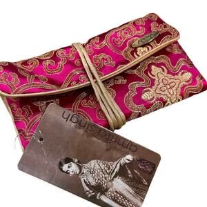 NWT - Amrita Singh travel jewelry roll case- Vintage 90s  Gold & Pink